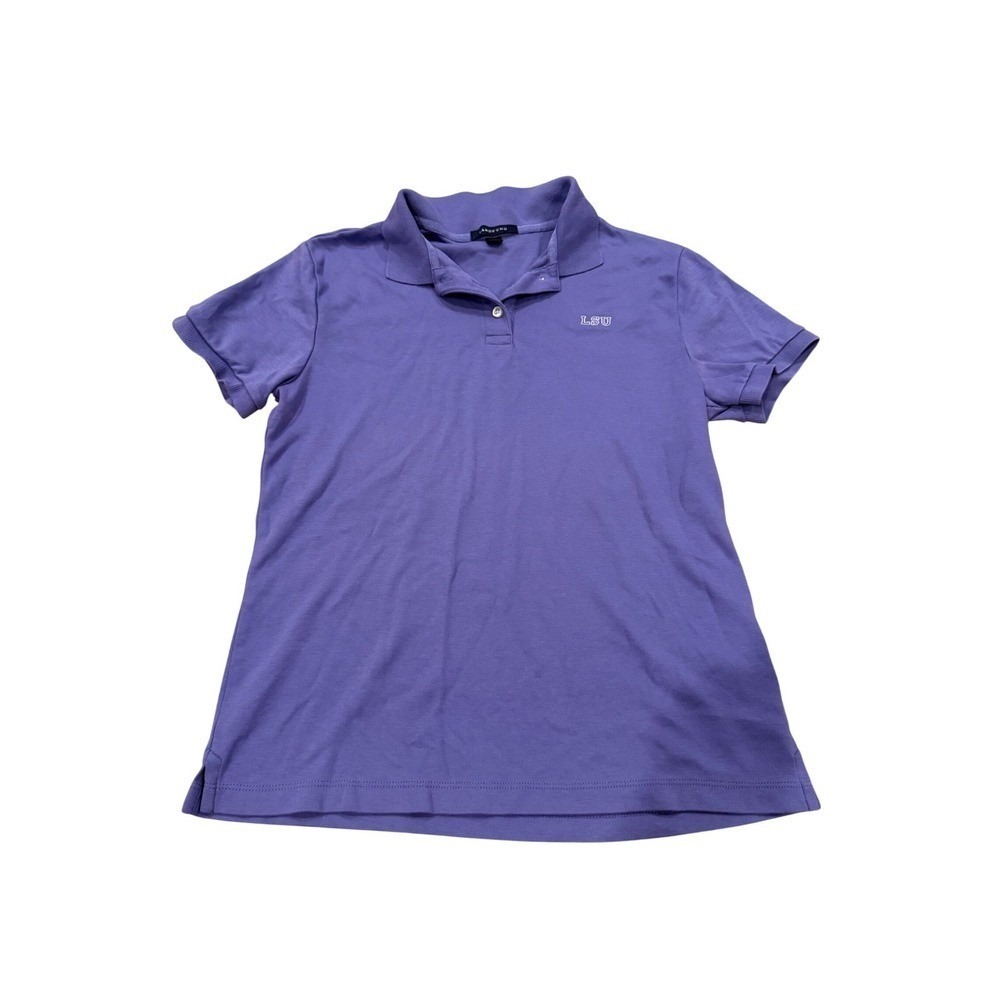 LSU Lands End Kids Polo Shirt Purple Short Sleeve Size S 6-8 College Logo